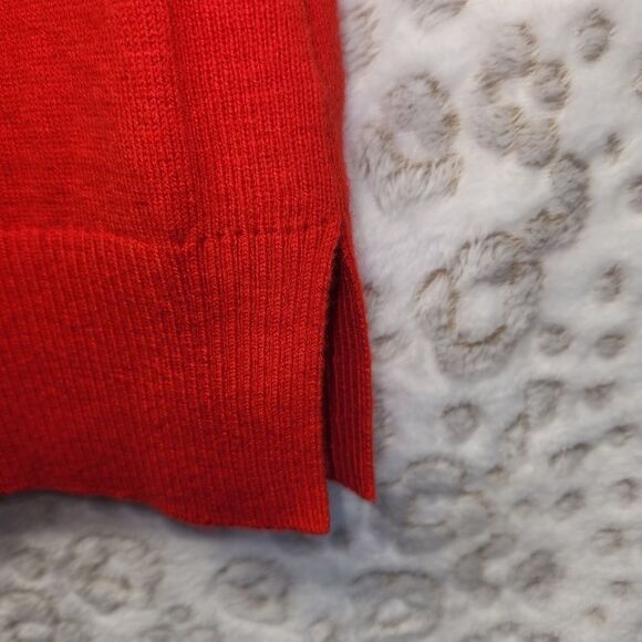 GAP Red Merino Wool Blend Split Side Seam Crewneck Sweater XSMALL - Picture 5 of 9